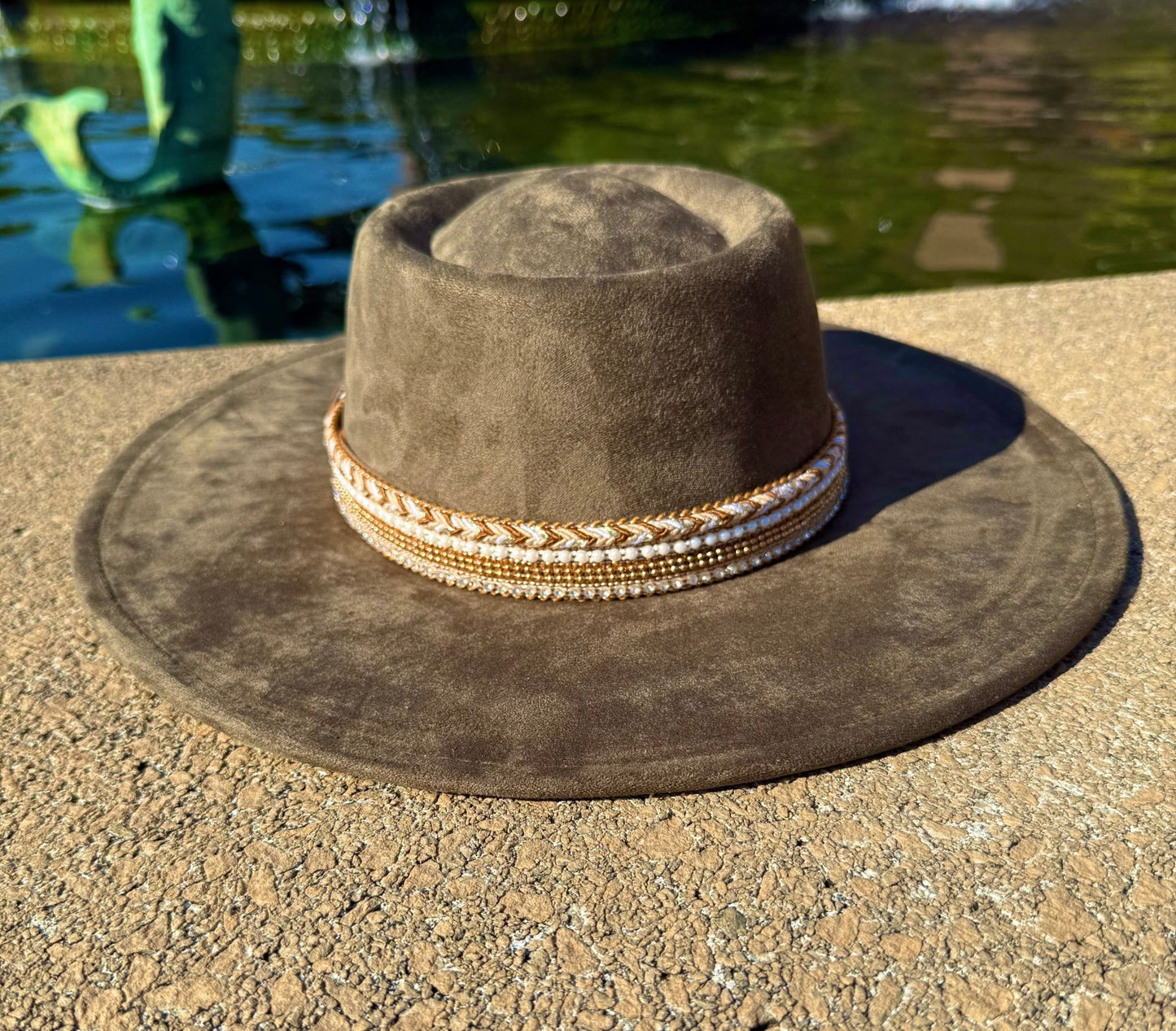 Flat Boater Widebrim Vegan Diamond Fedora Hat - AccessorizmeeWholesale