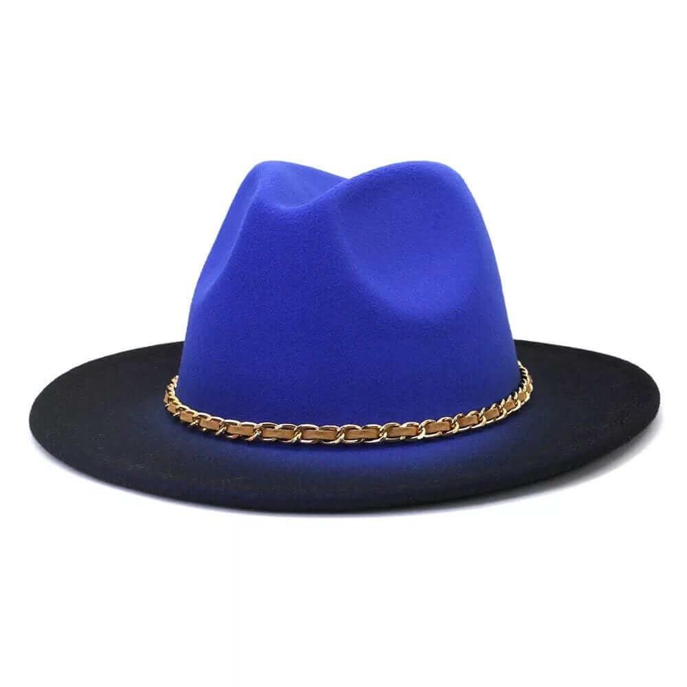 Gradient Stiff Fedora with chain - AccessorizmeeWholesale