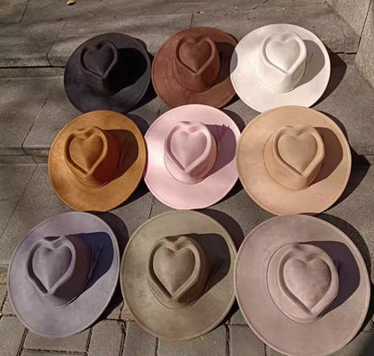 Heart Widebrim Vegan Fedora Hat - AccessorizmeeWholesale