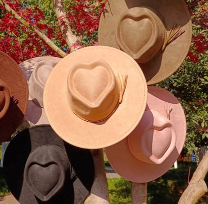 Heart Widebrim Vegan Fedora Hat - AccessorizmeeWholesale