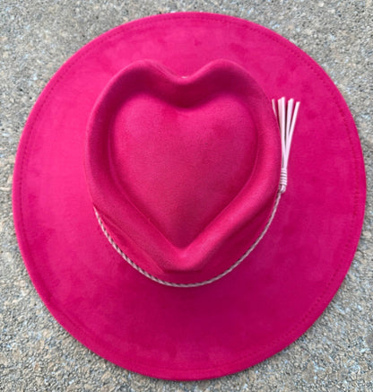 Heart Widebrim Vegan Fedora Hat - AccessorizmeeWholesale