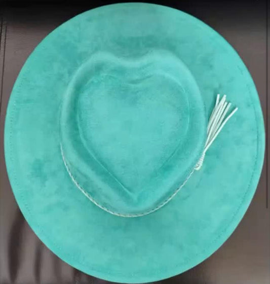 Heart Widebrim Vegan Fedora Hat - AccessorizmeeWholesale