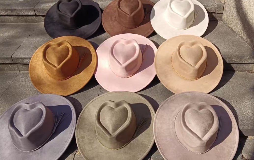 Heart Widebrim Vegan Fedora Hat - AccessorizmeeWholesale
