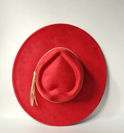 Heart Widebrim Vegan Fedora Hat - AccessorizmeeWholesale