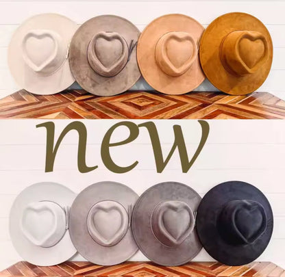 Heart Widebrim Vegan Fedora Hat - AccessorizmeeWholesale