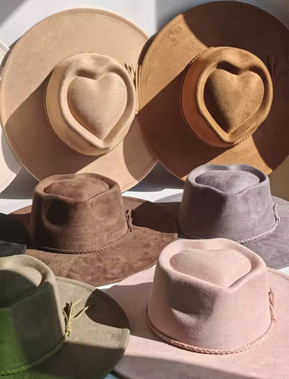 Heart Widebrim Vegan Fedora Hat - AccessorizmeeWholesale