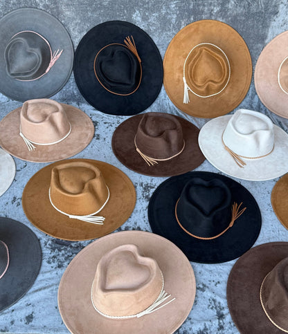 Heart Widebrim Vegan Fedora Hat - AccessorizmeeWholesale