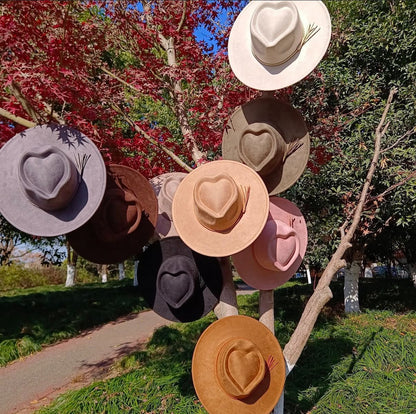 Heart Widebrim Vegan Fedora Hat - AccessorizmeeWholesale