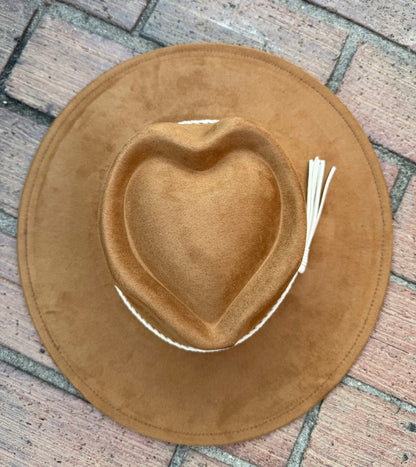 Heart Widebrim Vegan Fedora Hat - AccessorizmeeWholesale