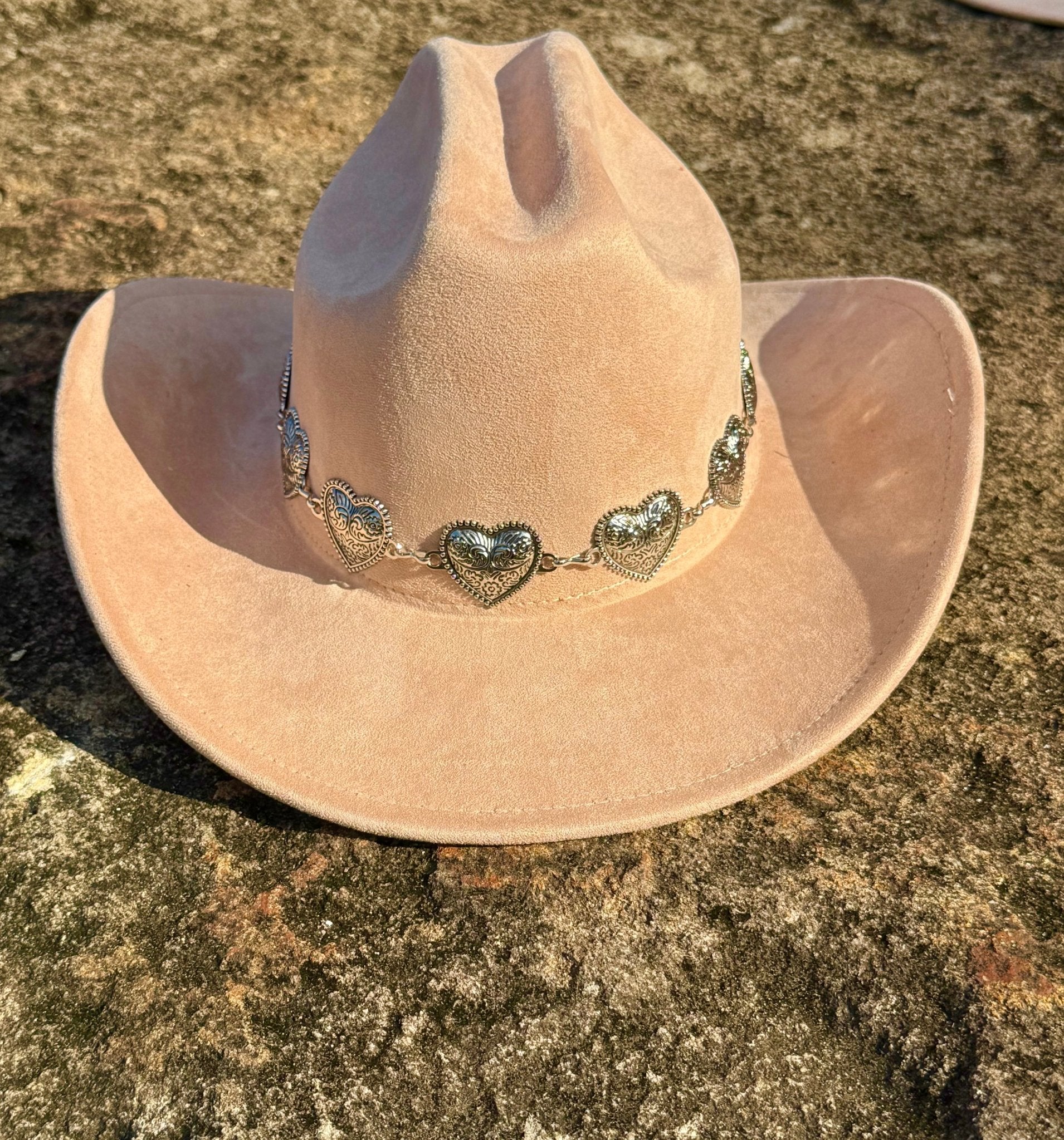 Hearted Vegan Suede Cowboy Hat, Solid Cowboy Hat forBurning,Pinched Cowboy Hat, Rancher Hat, Hat for customization - AccessorizmeeWholesale