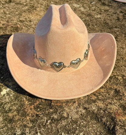 Hearted Vegan Suede Cowboy Hat, Solid Cowboy Hat forBurning,Pinched Cowboy Hat, Rancher Hat, Hat for customization - AccessorizmeeWholesale