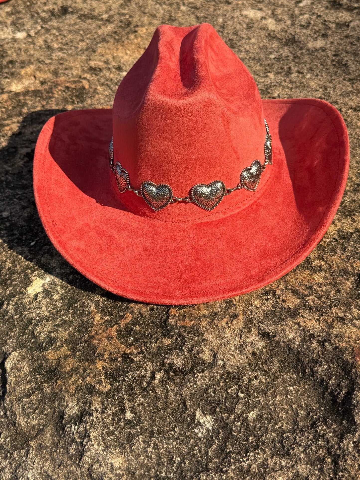 Hearted Vegan Suede Cowboy Hat, Solid Cowboy Hat forBurning,Pinched Cowboy Hat, Rancher Hat, Hat for customization - AccessorizmeeWholesale
