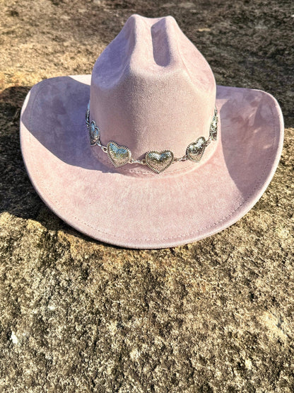 Hearted Vegan Suede Cowboy Hat, Solid Cowboy Hat forBurning,Pinched Cowboy Hat, Rancher Hat, Hat for customization - AccessorizmeeWholesale