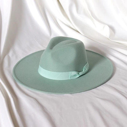 Mint Wide Brim Bow band Fedora - Accessorizmee