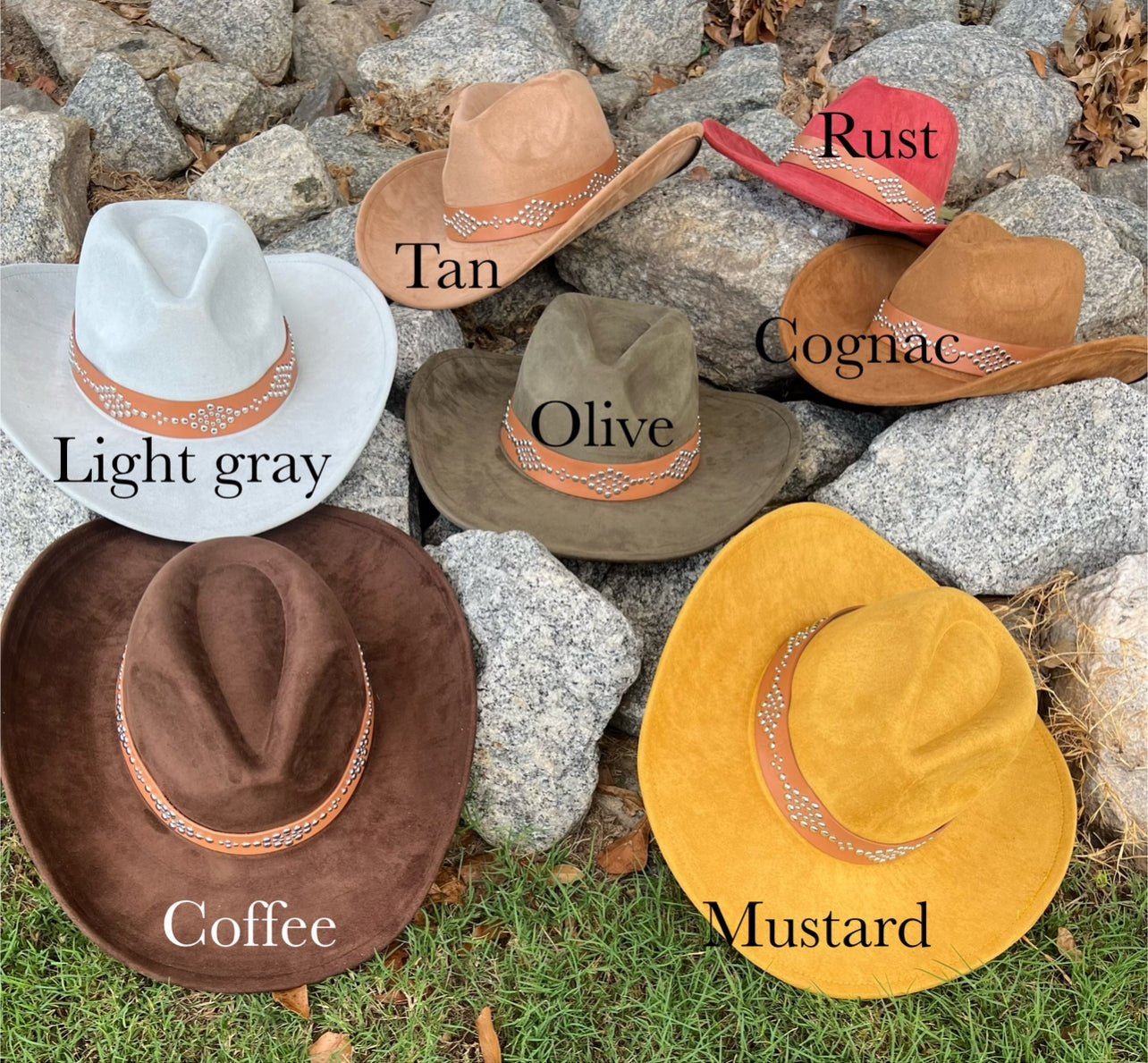 Nailhead Suede Cowboy Hat - AccessorizmeeWholesale