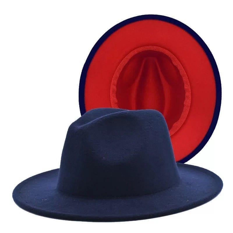 Navy blue two toned Fedora - Accessorizmee