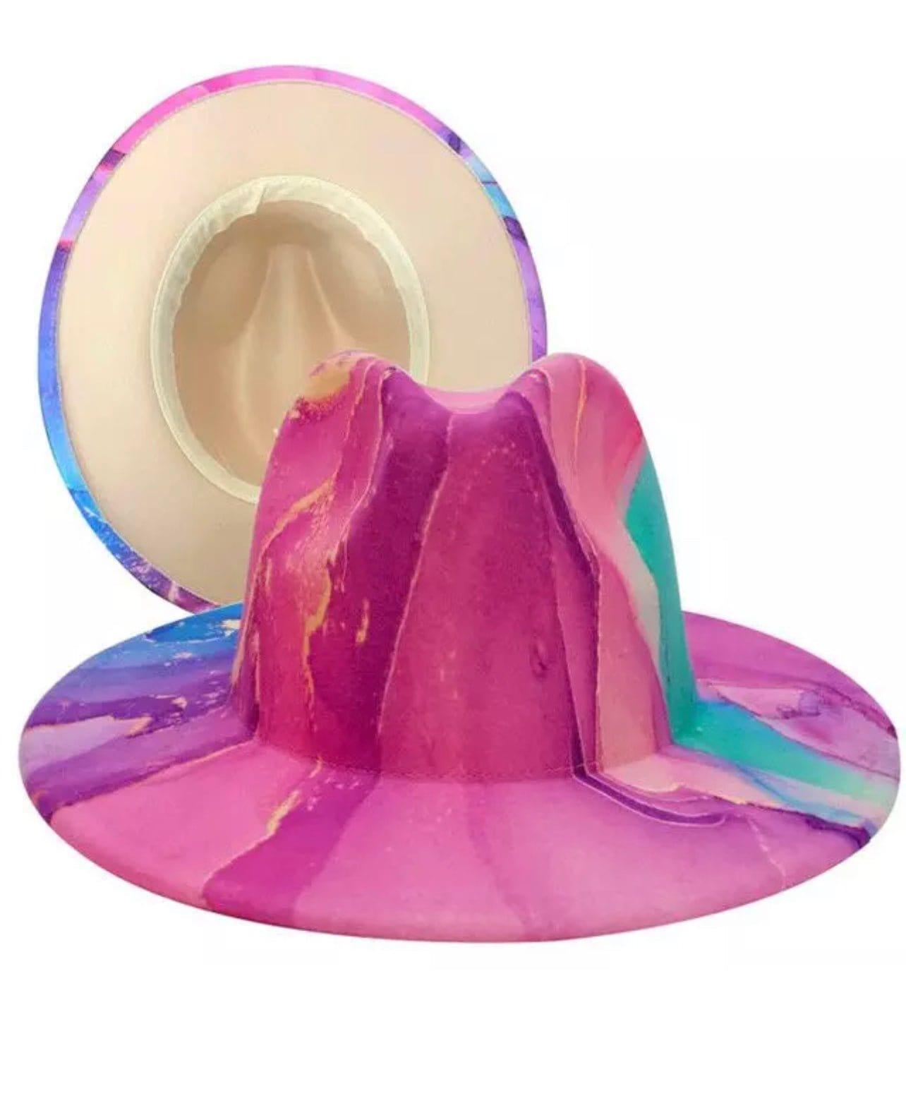 NEW Abstract Fedora-pink/blue - Accessorizmee