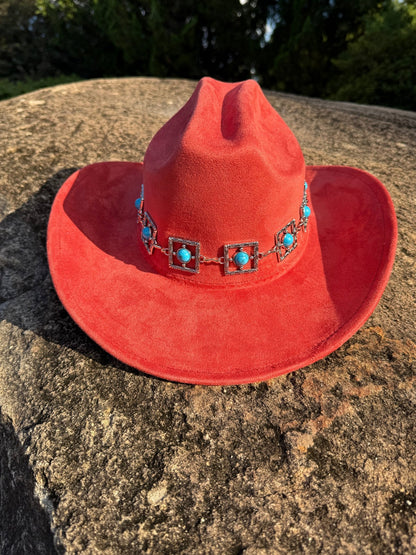 Parly Hearted Vegan Suede Cowboy Hat Solid, Solid Cowboy Hat for Burning,Pinched Cowboy Hat, Rancher Hat, Hat for customization - AccessorizmeeWholesale