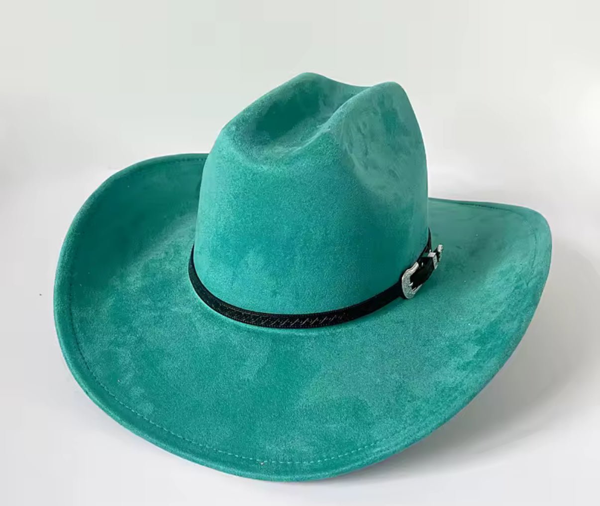 Premium Suede Cowboy Hat - Silver Design with Decorative Colorful Accents - AccessorizmeeWholesale