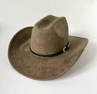 Premium Suede Cowboy Hat - Silver Design with Decorative Colorful Accents - AccessorizmeeWholesale