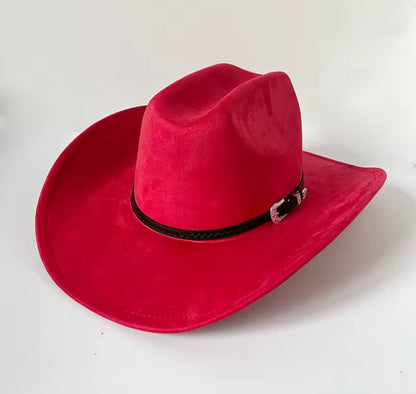 Premium Suede Cowboy Hat - Silver Design with Decorative Colorful Accents - AccessorizmeeWholesale