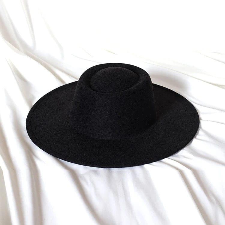 Round Black Wide Brim Fedora - Accessorizmee