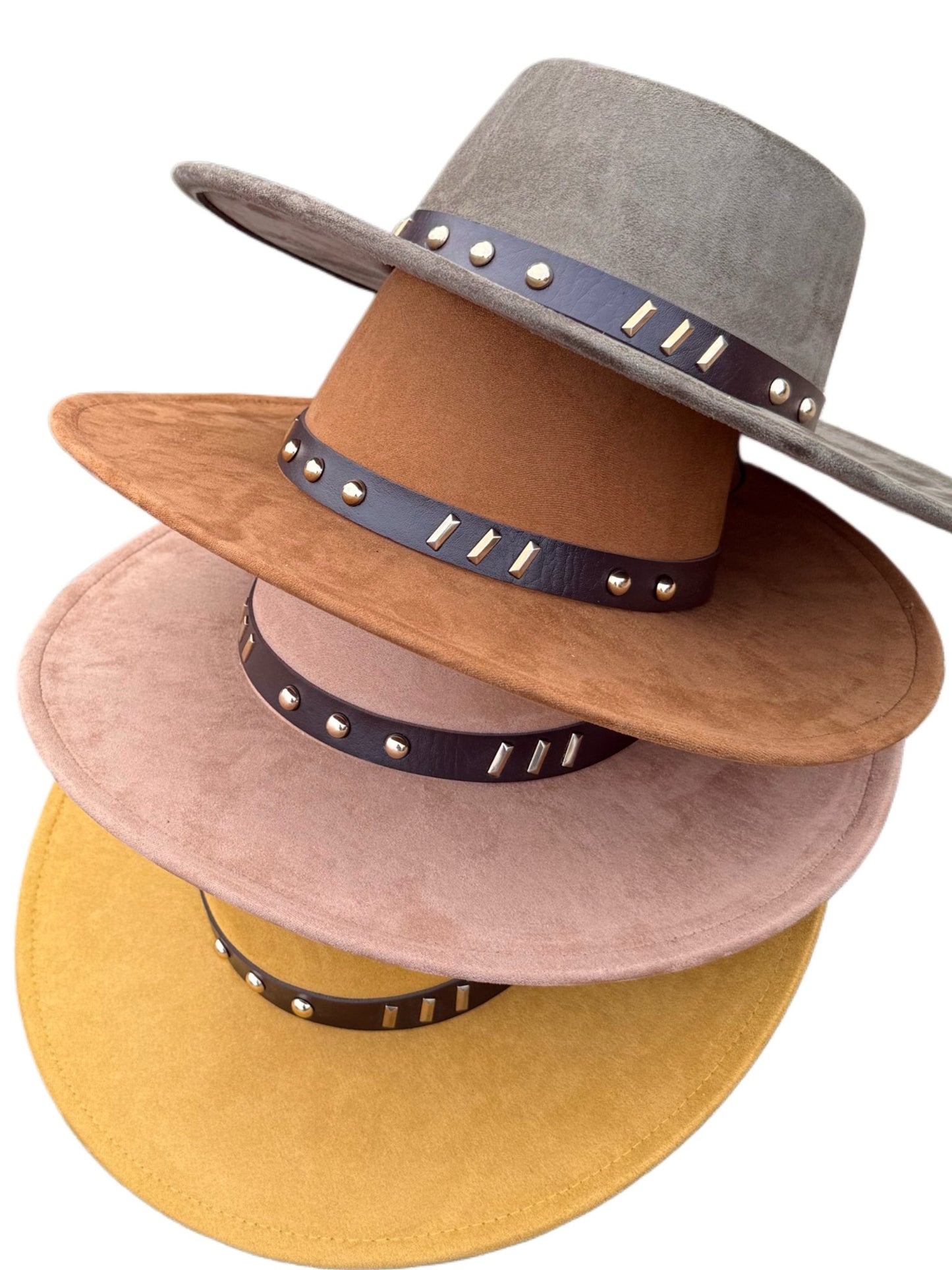 Round Boater Brim Striker Studded Hat - AccessorizmeeWholesale