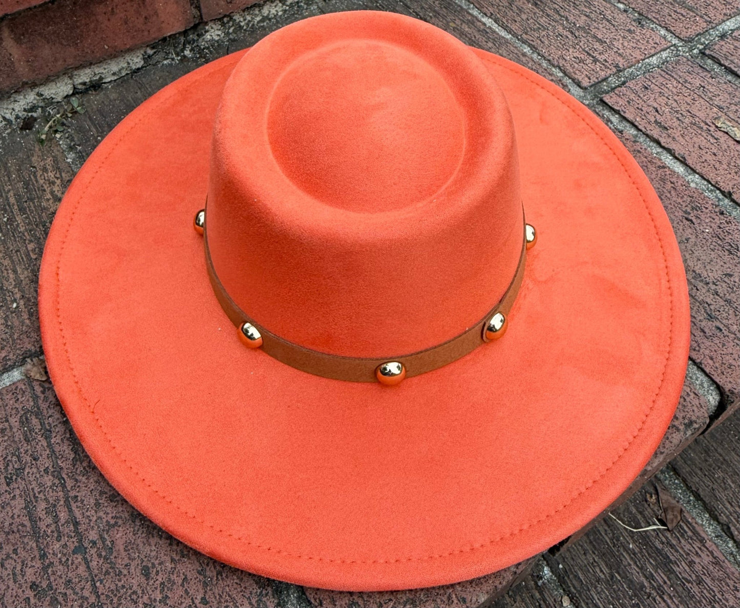 Round Boater Brim Studded Hat - AccessorizmeeWholesale