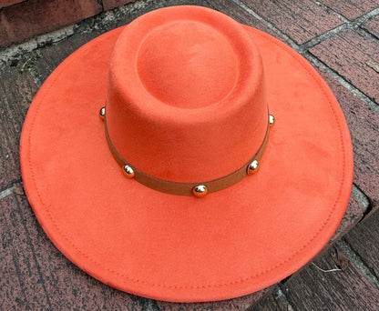 Round Boater Brim Studded Hat - AccessorizmeeWholesale