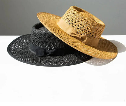 Round Hand Woven stiff Straw Hat - AccessorizmeeWholesale