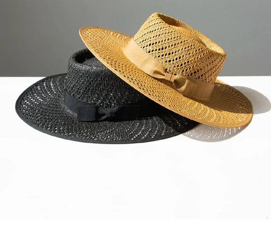 Round Hand Woven stiff Straw Hat - AccessorizmeeWholesale