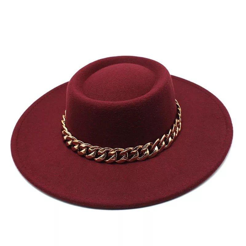 Round Wide Brim chain Fedora - AccessorizmeeWholesale