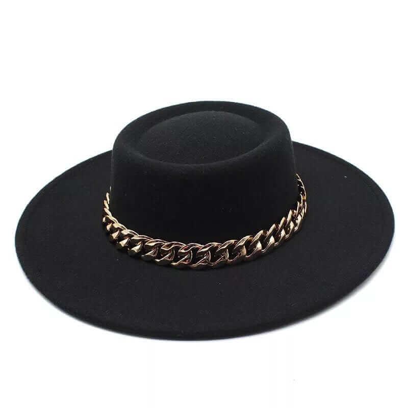 Round Wide Brim chain Fedora - AccessorizmeeWholesale