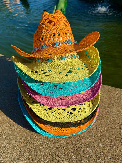 Spring Chain Hand Woven Straw Cowboy Hat - AccessorizmeeWholesale