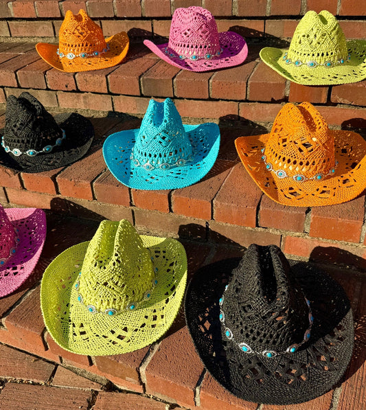 Spring Chain Hand Woven Straw Cowboy Hat - AccessorizmeeWholesale