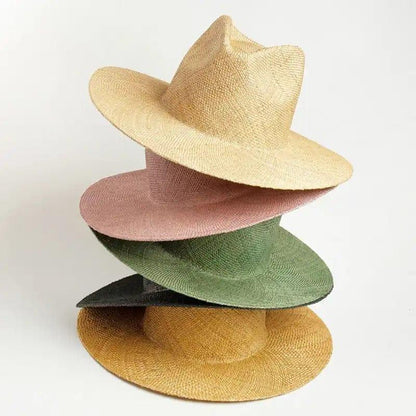 Spring Hand Woven stiff Straw Fedora - AccessorizmeeWholesale