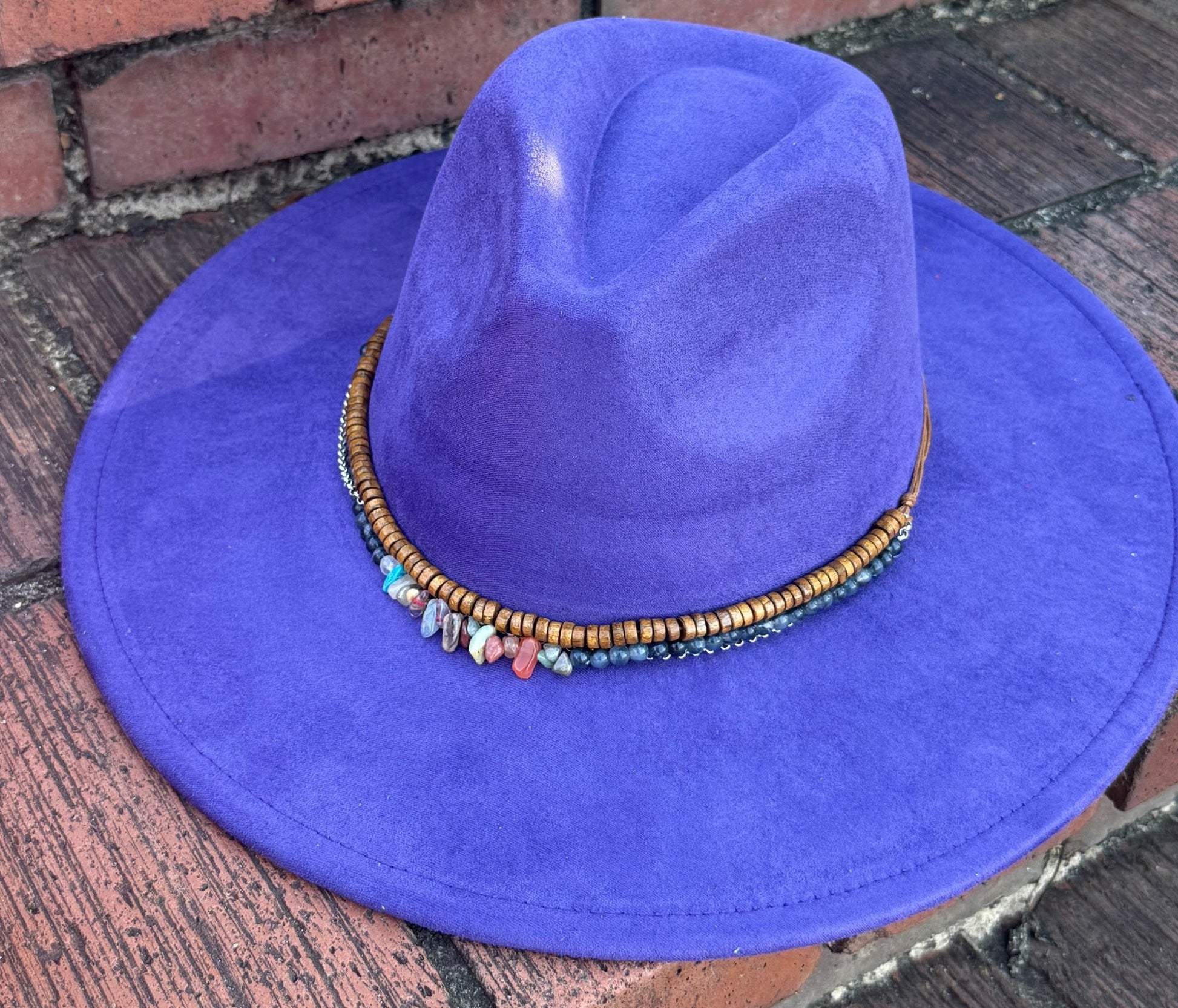 Stoned Vegan Suede Wide Brim Hat - AccessorizmeeWholesale