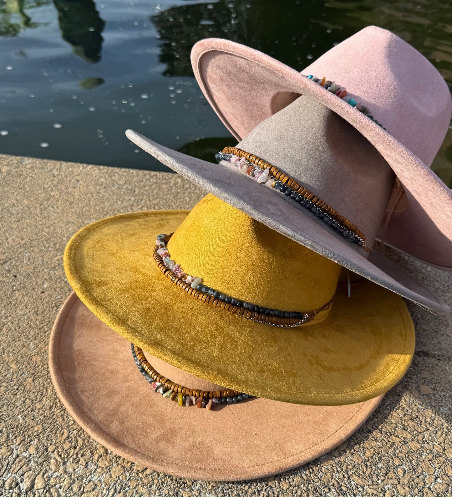 Stoned Vegan Suede Wide Brim Hat - AccessorizmeeWholesale