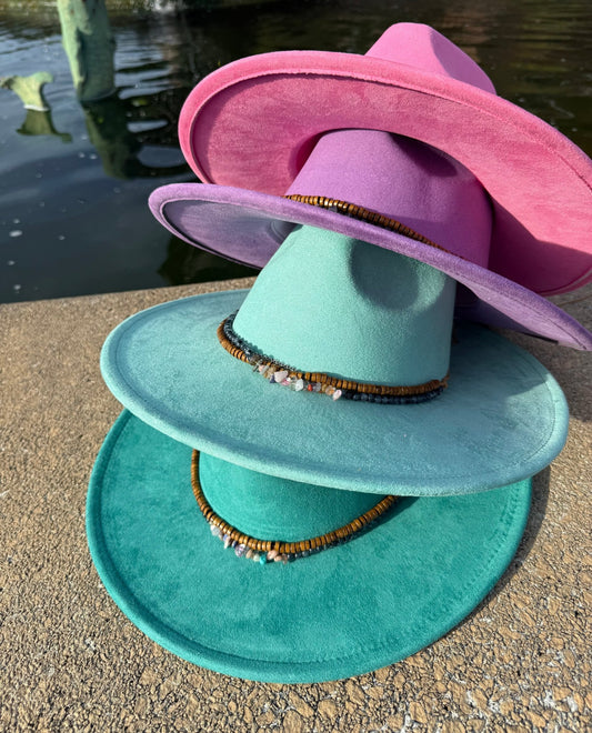 Stoned Vegan Suede Wide Brim Hat - AccessorizmeeWholesale