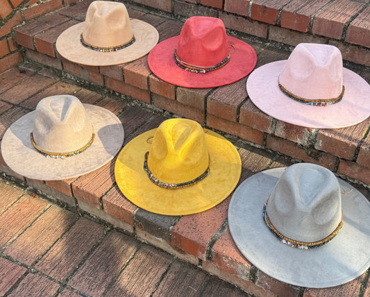 Stoned Vegan Suede Wide Brim Hat - AccessorizmeeWholesale
