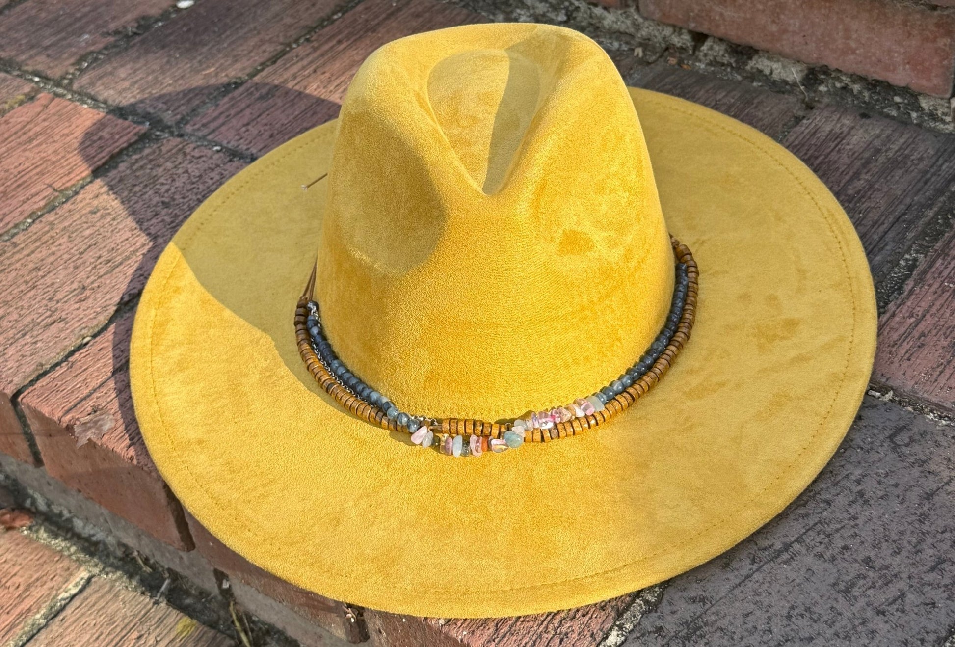 Stoned Vegan Suede Wide Brim Hat - AccessorizmeeWholesale