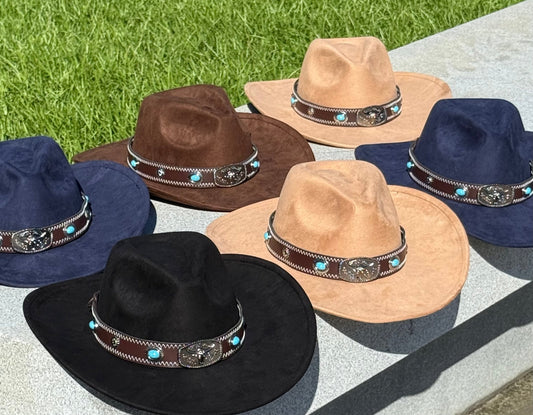 Turquo Suede Cowboy Hat - AccessorizmeeWholesale