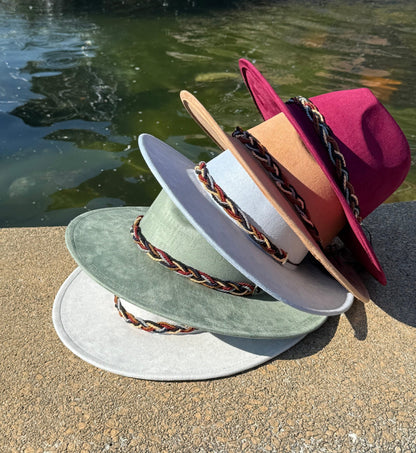 Twist Vegan Suede Hat Blank, Hat for Burning, Hat Pyrography, Fedora Hat, Wide Brim Hat, Hat for Engraving - AccessorizmeeWholesale
