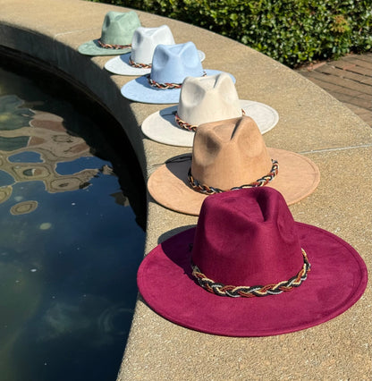 Twist Vegan Suede Hat Blank, Hat for Burning, Hat Pyrography, Fedora Hat, Wide Brim Hat, Hat for Engraving - AccessorizmeeWholesale