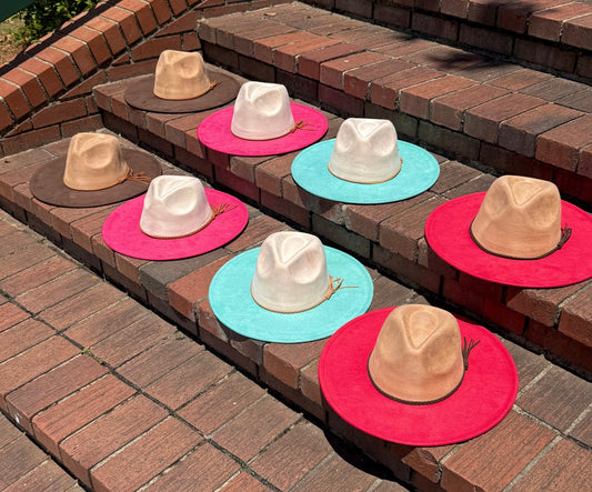 Two Toned Suede Hat Blank, Hat for Burning, Hat Pyrography, Fedora Hat, Wide Brim Hat, Hat for Engraving - AccessorizmeeWholesale