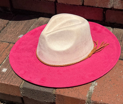 Two Toned Suede Hat Blank, Hat for Burning, Hat Pyrography, Fedora Hat, Wide Brim Hat, Hat for Engraving - AccessorizmeeWholesale