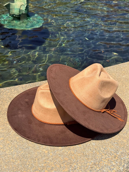 Two Toned Suede Hat Blank, Hat for Burning, Hat Pyrography, Fedora Hat, Wide Brim Hat, Hat for Engraving - AccessorizmeeWholesale