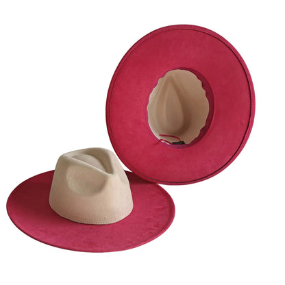 Two Toned Suede Hat Blank, Hat for Burning, Hat Pyrography, Fedora Hat, Wide Brim Hat, Hat for Engraving - AccessorizmeeWholesale