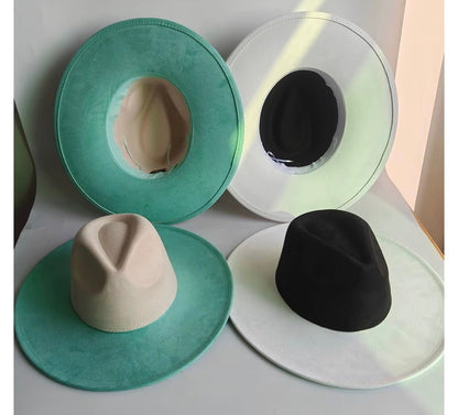 Two Toned Suede Hat Blank, Hat for Burning, Hat Pyrography, Fedora Hat, Wide Brim Hat, Hat for Engraving - AccessorizmeeWholesale
