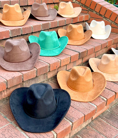 Vegan Suede Cowboy Hat Solid, Solid Cowboy Hat for Burning,, Rancher Hat, Wide Brim Hat, Hat for customization - AccessorizmeeWholesale